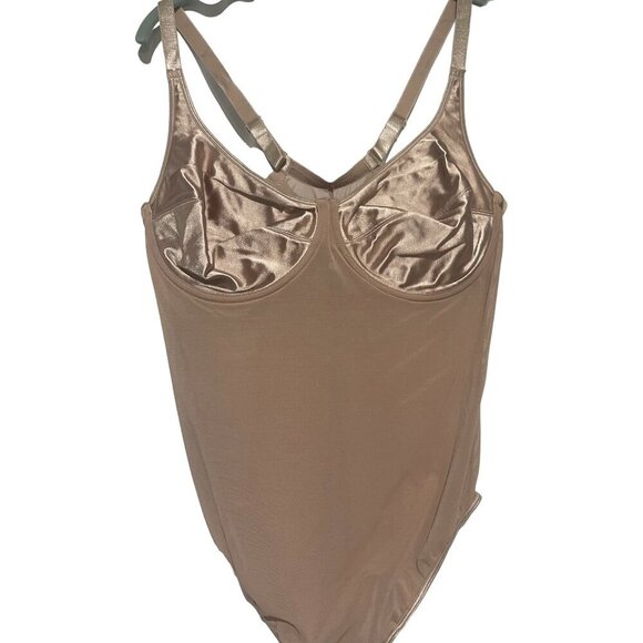 Lane Bryant Shimmery Nude Sheer Bodysuit With Adjustable Straps & Underwire Supp - Picture 3 of 4